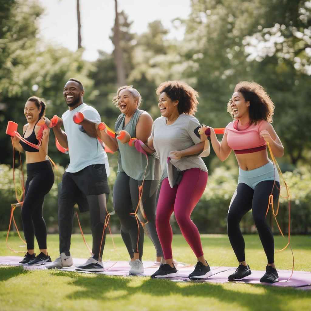 Diverse Group of People Enjoying Outdoor Fitness Class