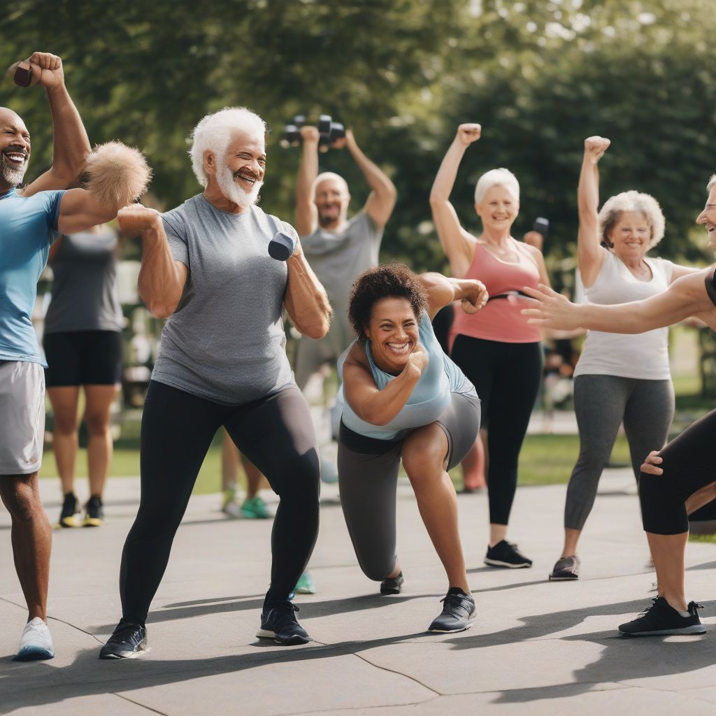 Group of Diverse People Participating in a Fitness Challenge