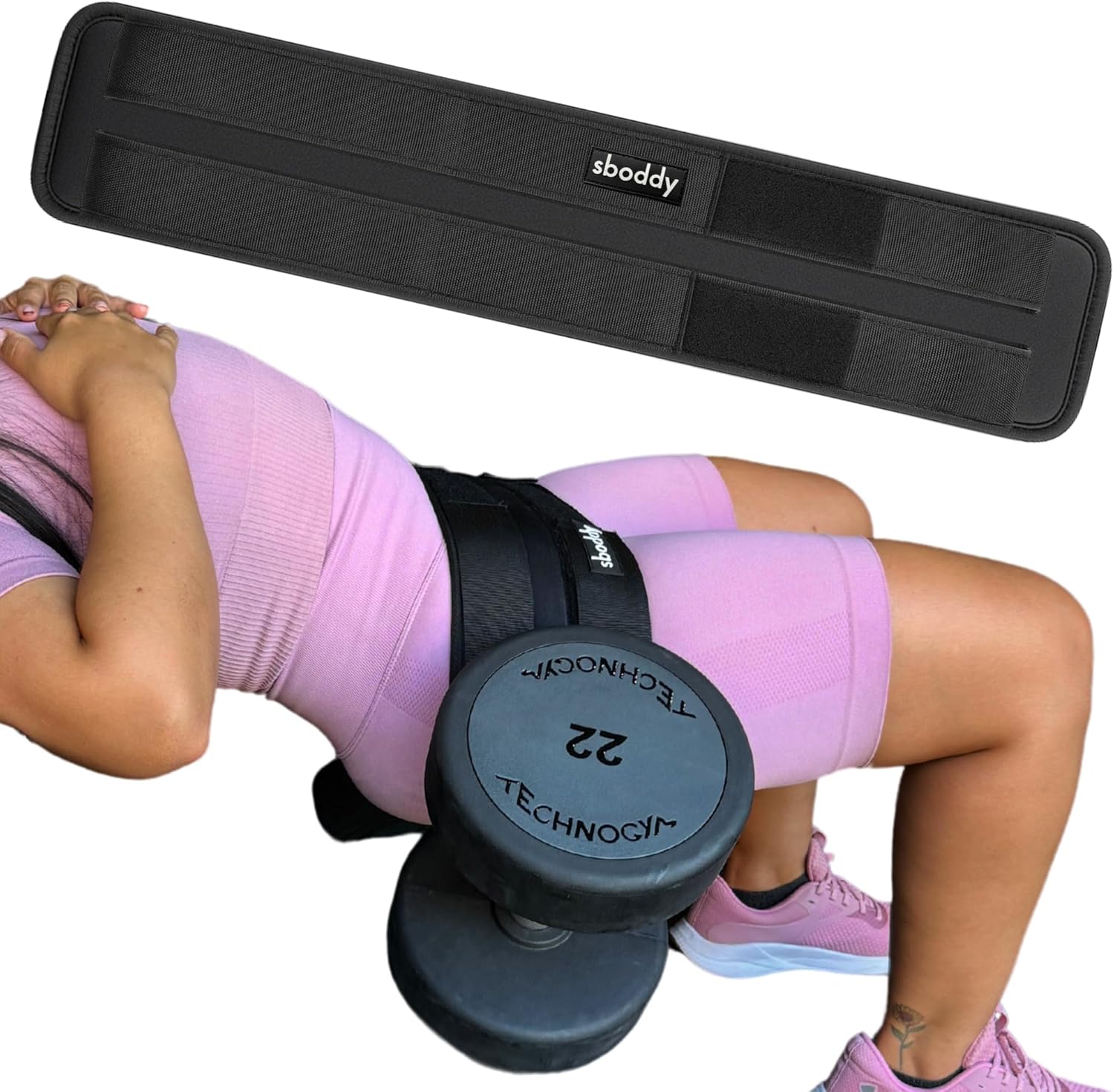 Hip Thrust Belt For Dumbbells Heavy, Kettlebells, Plates, Hip Thrust Band for Women/Men, Double Hook & Loop Booty Builder, Glute Workout Equipment for All Shapes, Use at Home/Gym