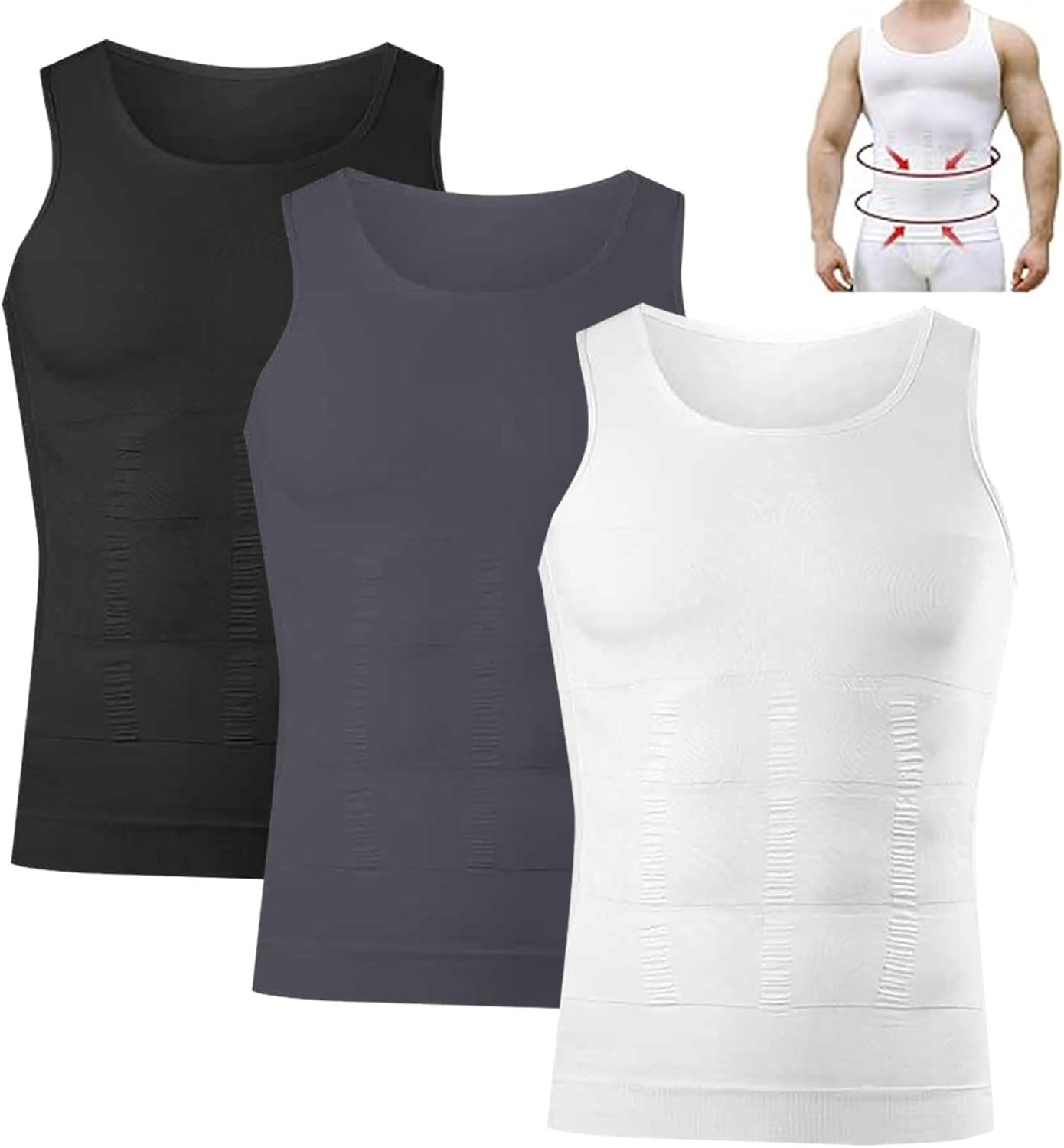 3PC Shaperluv Tank Tops for Men,Men\'s Shaper Luv Undershirt Male Compression Tummy Control Shapewear 2025