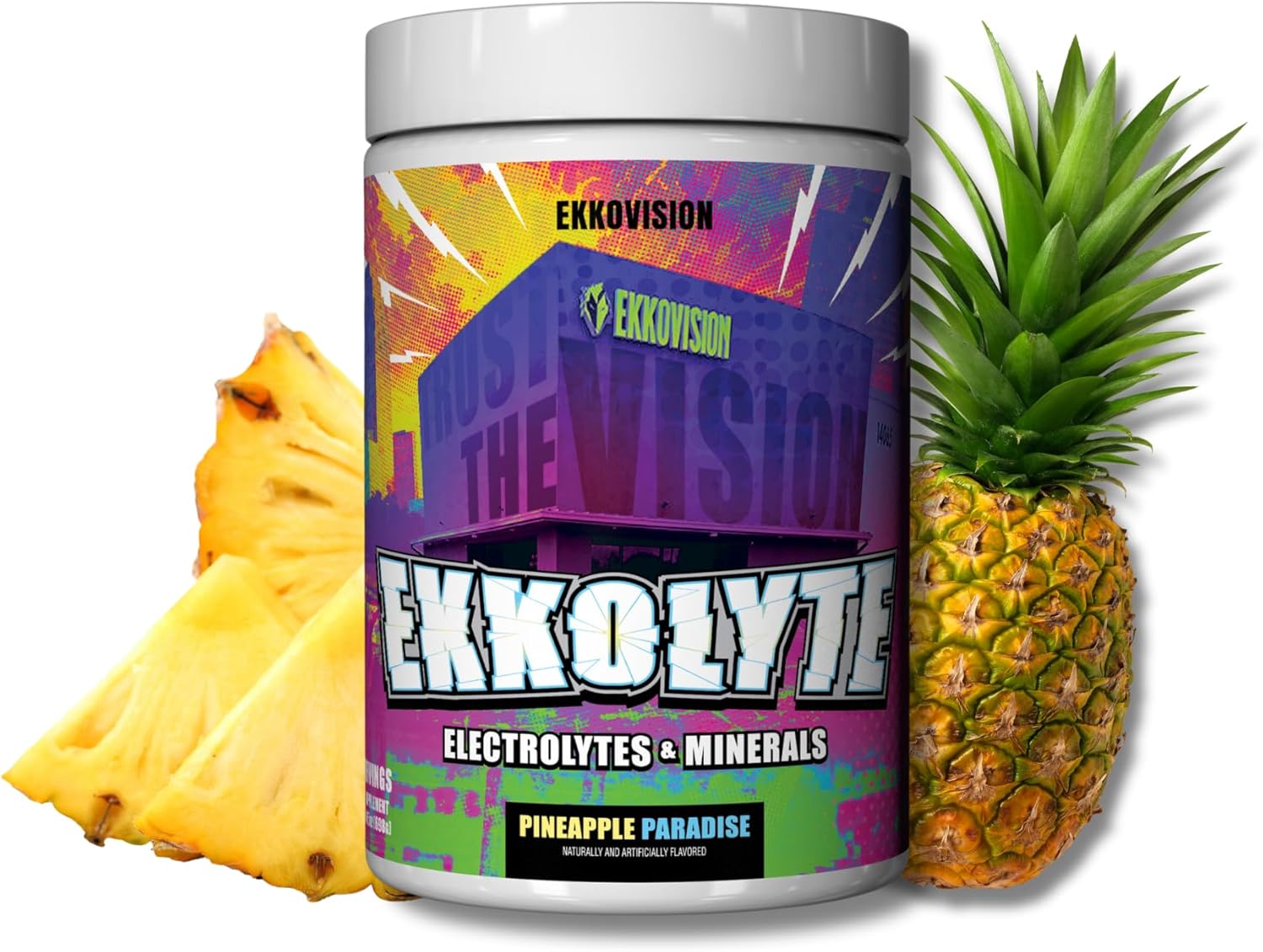 Ekkolyte Electrolytes and Minerals Powder, 50 MG Vitamin C & 155 MG Magnesium for Hydration Support, Essential Electrolytes for Women and Men, Pineapple Paradise Flavor, 120 Servings