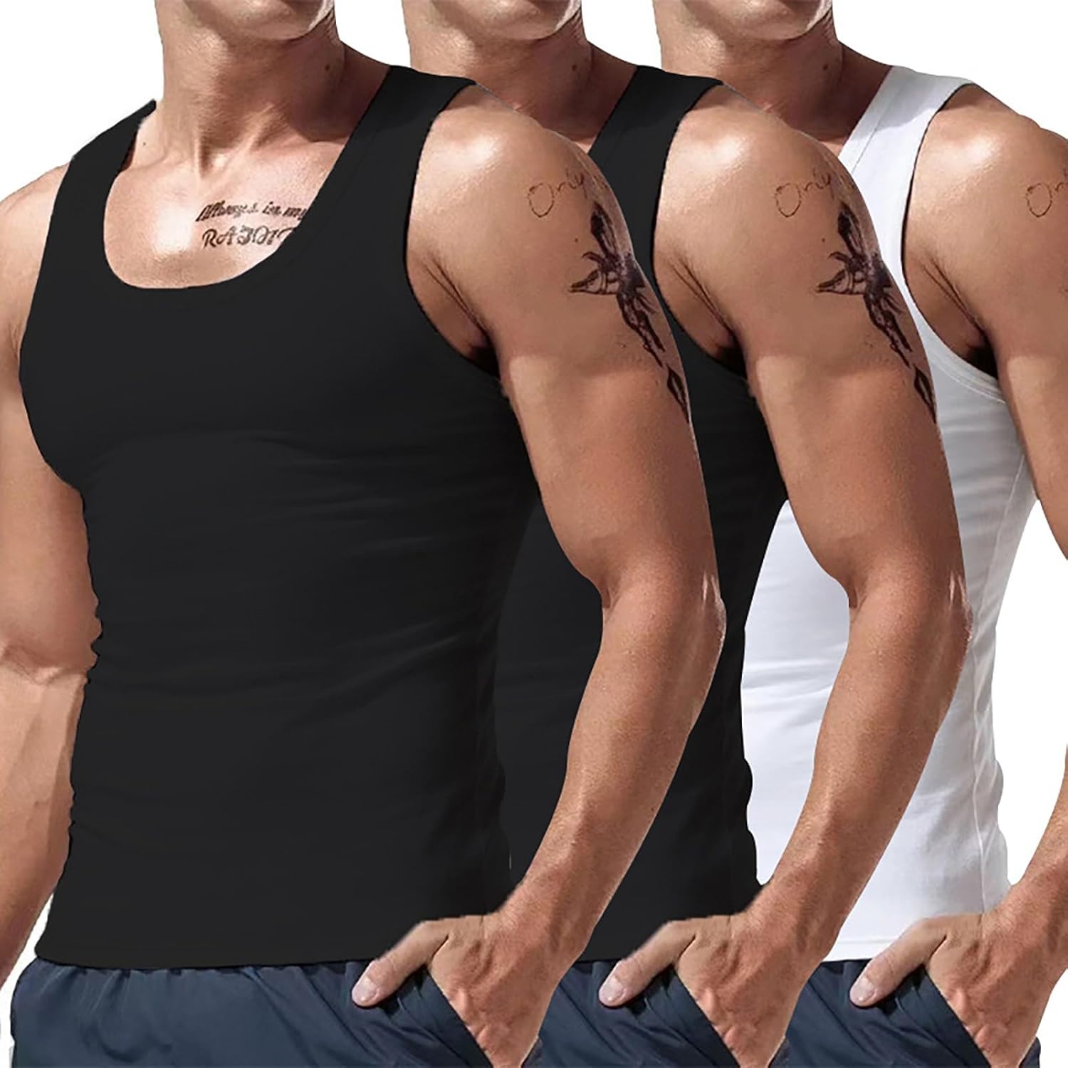 3PC Ekkkko Beaters for Men,Compression Shirts for Men Slimming Body Shaper Vest Tank Top Undershirt