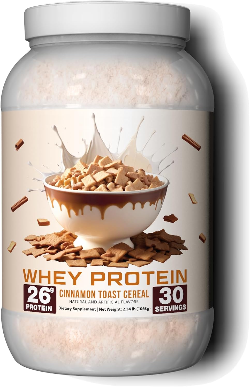 Protein Powder, Cinnamon Toast Cereal, 25 G Whey Protein per Scoop, Low Lactose, High Protein for Men & Women With Active Lifestyles, Perfect for Shakes, Smoothies, and Recipes, 30 Servings