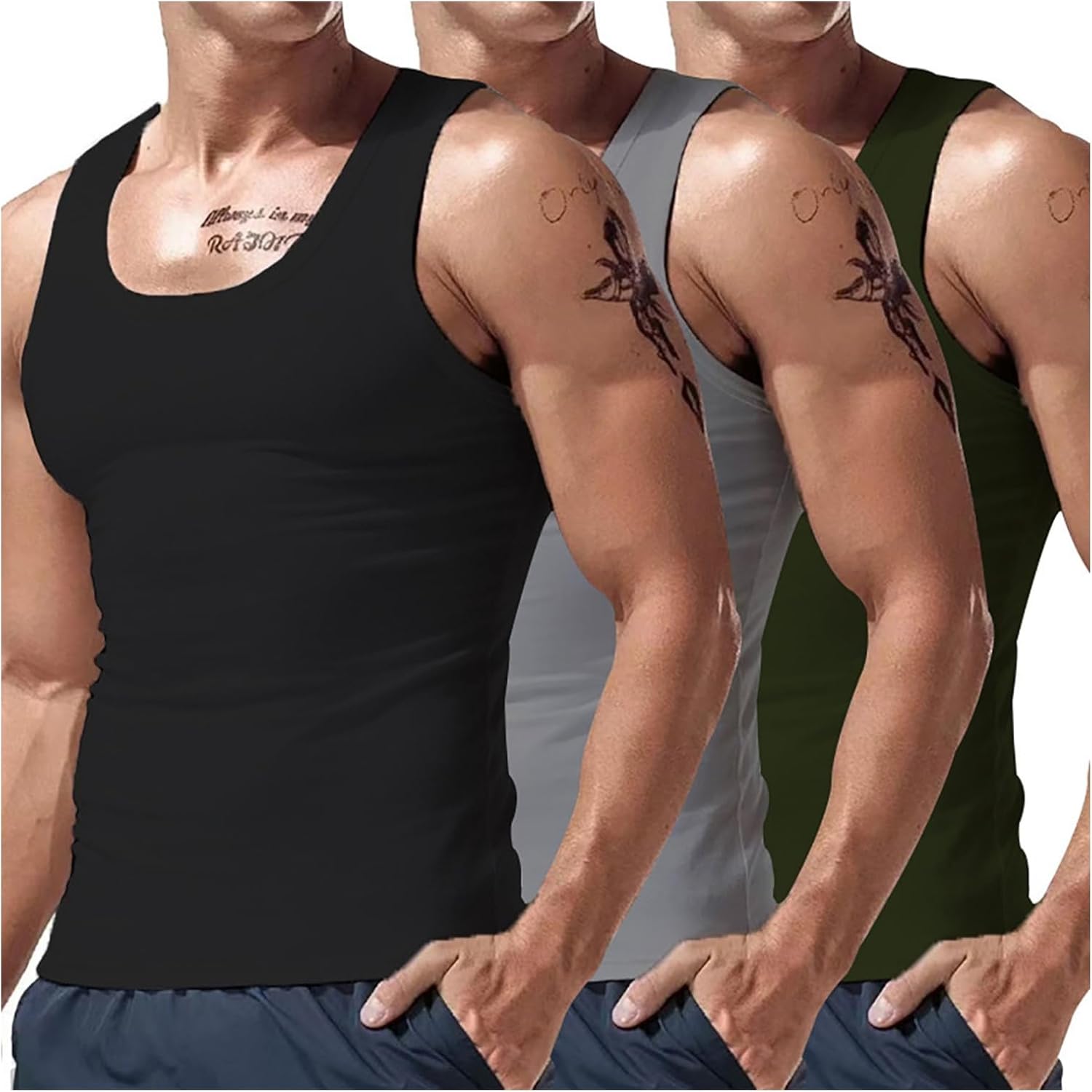 3PC Wife Beaten Men 6 Pack Shirts,Compression Shirts for Men,Slimming Body Shaper Vest Tank Top Undershirt 2025