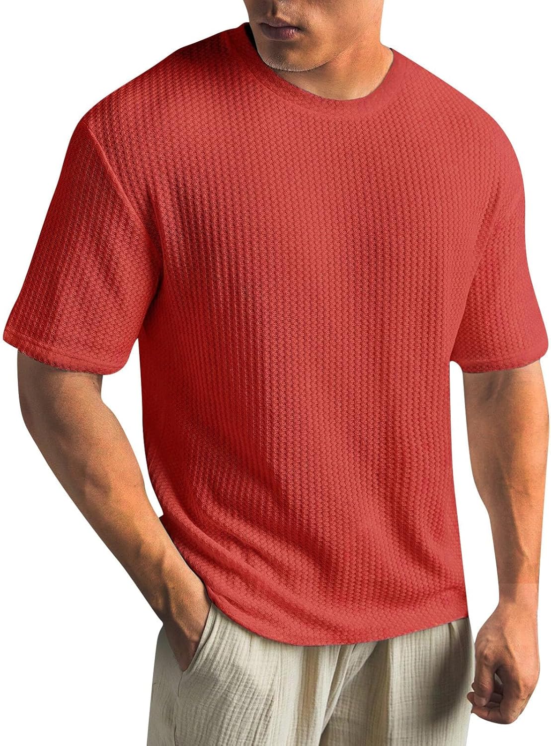 Mens Shirts 2025 Versatile Crew Neck Comfort T Shirt Short Sleeve Work Out Active Tee Fitted Elastic Tops Fresh Stripe Tshirt